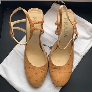 Prada Ostrich Slingbacks